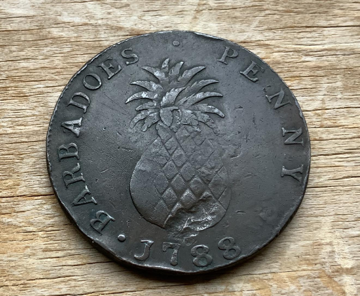 1788 Barbados Penny Coin with large pineapple C281